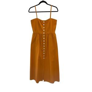 Belize Brand Midi Dress‎ Size (2) US 4-6 Orange Button Up Sleeveless Cotton